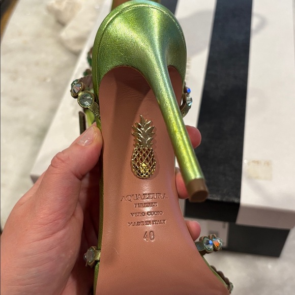 BNIB Aquazzura tequila sandal 105mm-size 40- LIME - Picture 6 of 13